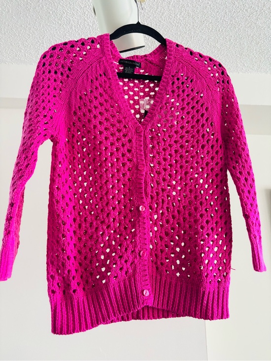 Preswick & Moore Sweaters - Crochet Sweater Cotton Blend Rose/Violet Small